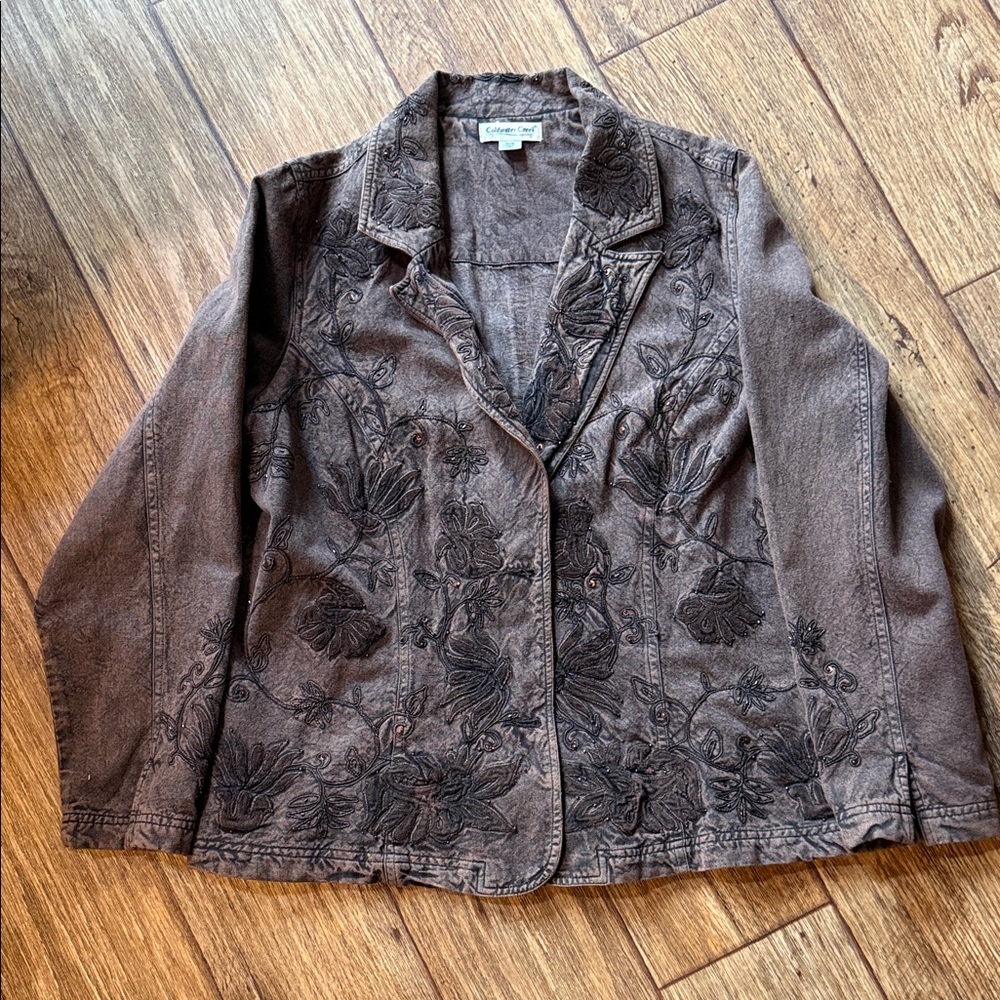 Coldwater Creek Brown Floral Blazer